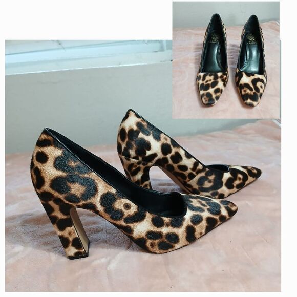 Vince Camuto Brown and Black Heels with Animal Print - Picture 1 of 9